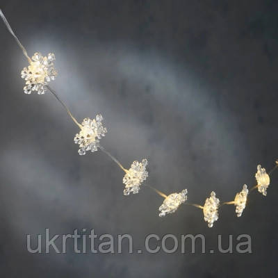 Оригінал! Гірлянда Luca Lighting Сніжинка, струна, 1,3 м, класична біла, 10 LED 2AA, таймер (8720967822874) - Вища Якість!, фото 1