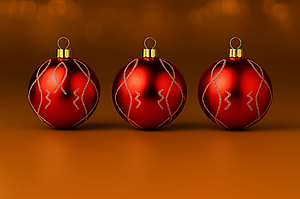 Набір ялинкових куль «Свято» Ø 8 см, 6 шт — глянцеві новорічні пластикові кулі з принтом ромбів і хвиль Червоний