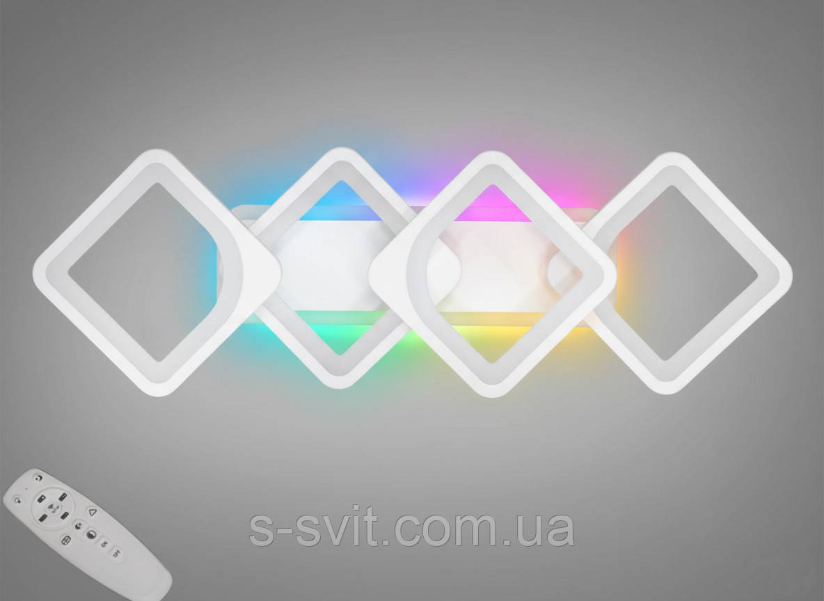 Світлодіодна люстра смарт світильник з пультом, 70Вт, біла, фото 1