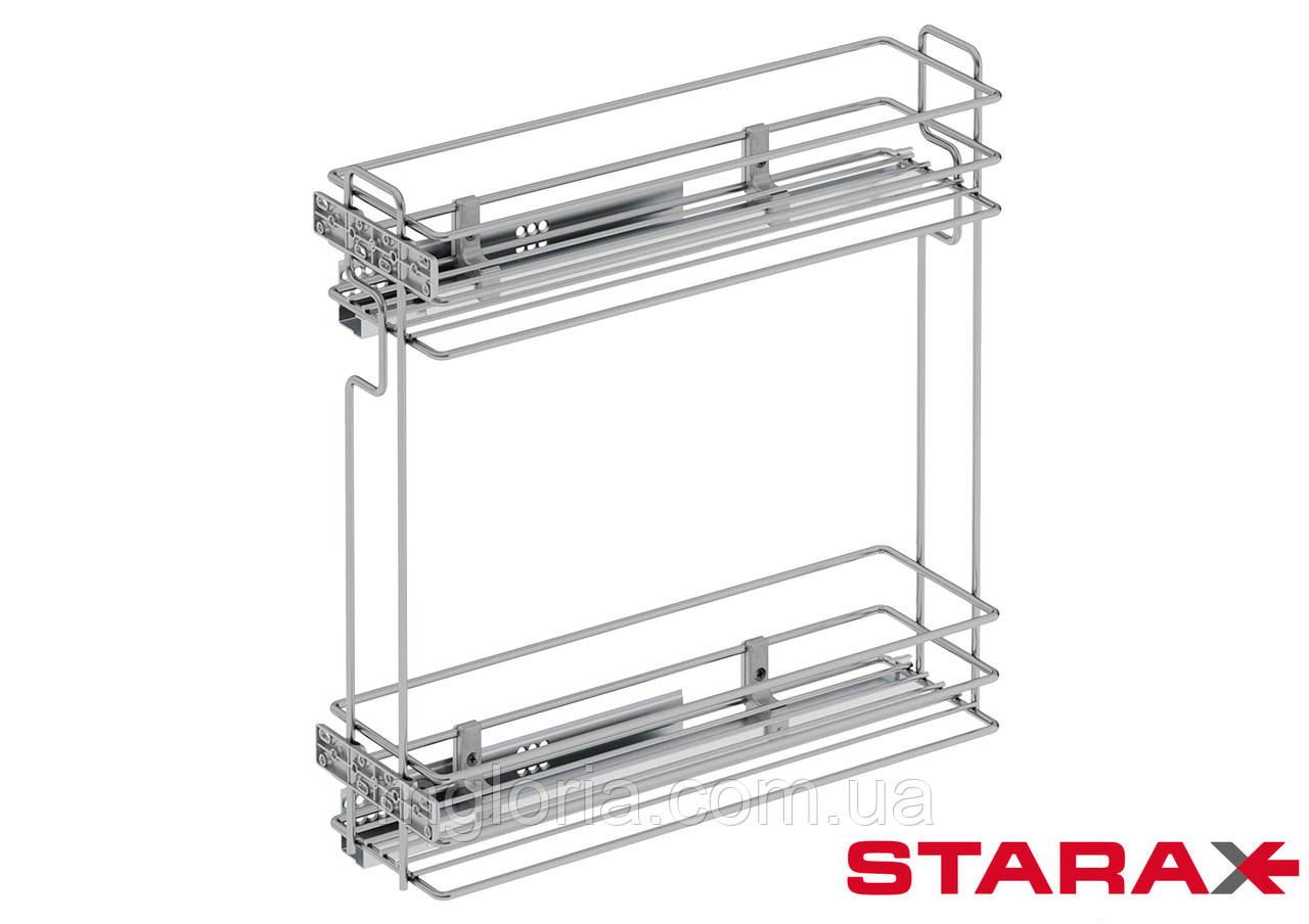 Карго 200 мм хром з бічним кріпленням часткового висування з доводчиком Starax S-2426R, S-2423L