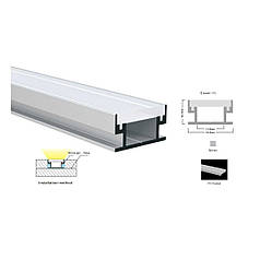 Комплект LEDBOX S профіль вбудований алюмінієвий LP-SL126 + розсіювач матовий 21818