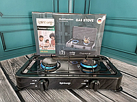 Настільна газова плита з двома конфорками компактна для дачі дому швидкого приготування їжі. BROWN