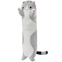 Мягкая игрушка котик плюшевая для детей и взрослых подушка для сна и декора серого цвета BROWN