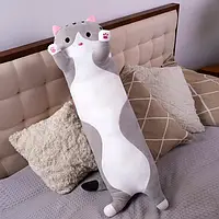 Детская подушка игрушка Кот для сна и игр мягкая плюшевая подушка для комфорта и уюта BROWN