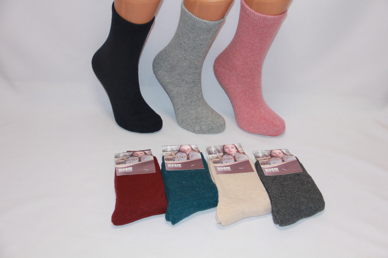 Жіночі шкарпетки з ангори з махрою К 531-5 однотонні, фото 1
