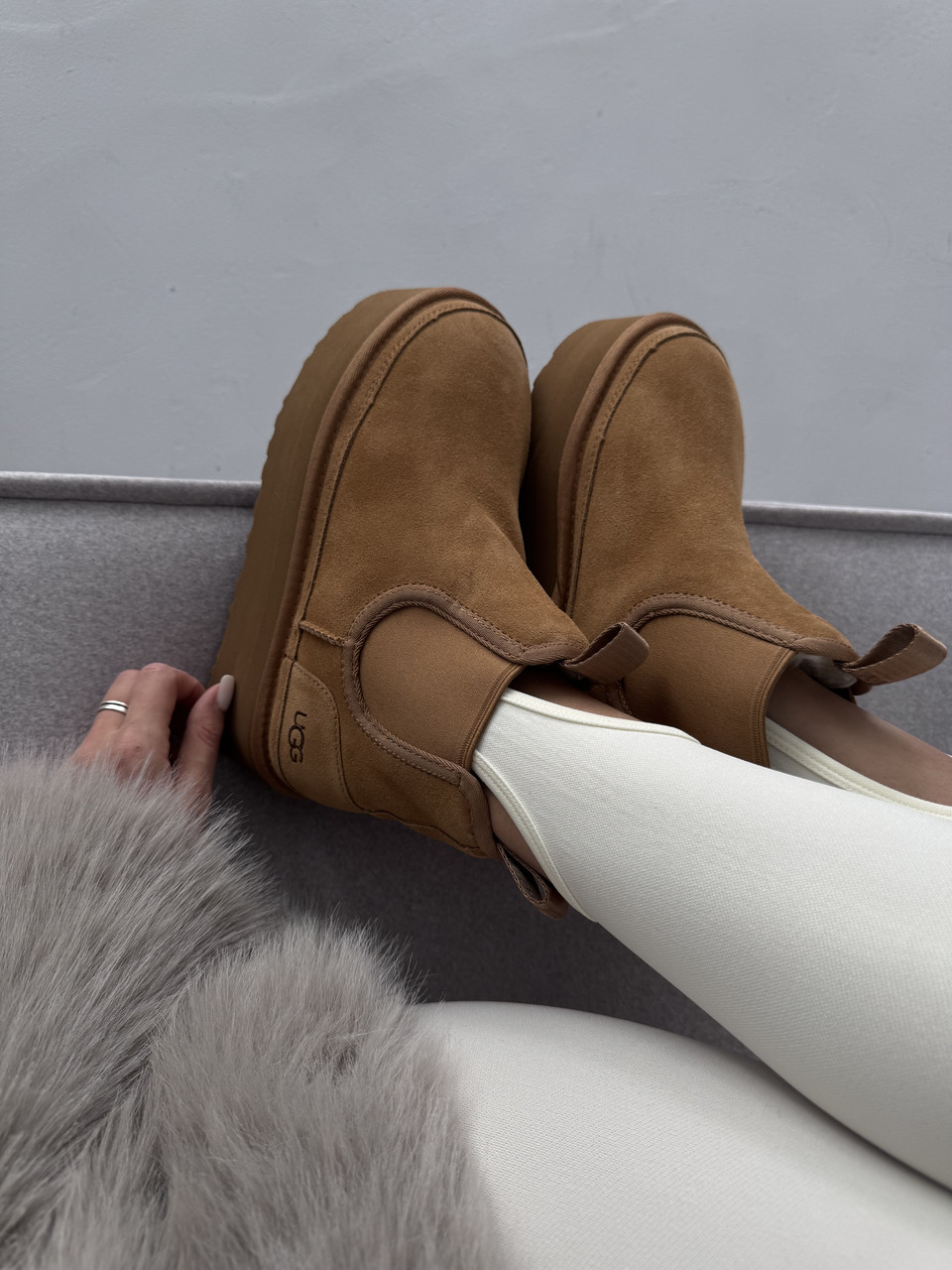 UGG CHELSEA MINI PLATFORM CHESTNUT premium, фото 1