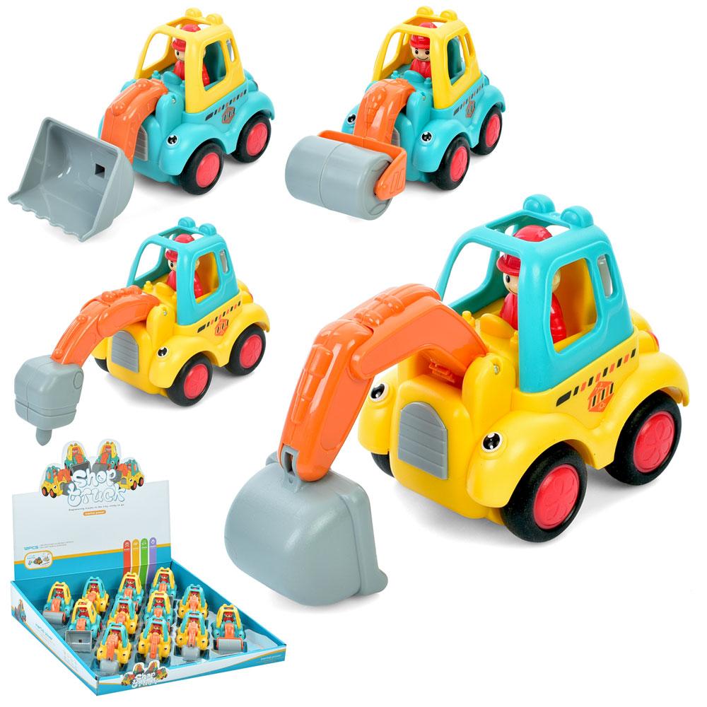 Машина інерц, будтехніка, 9,5см, рухливі деталі, (4види) /2/24/12шт в кор. 33-7-32,5 см, фото 1