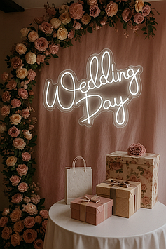Неонова вивіска Wedding Day 65×50 см