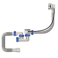 Сифон для ванни Mixxus SV-02-B з ревізією, перелив "автомат" (ручка хром) (MI8205)