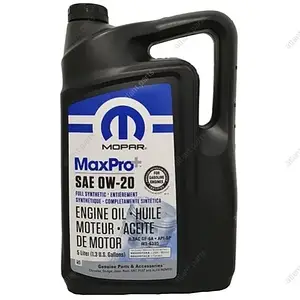 Олива MOPAR MaxPro+ SAE 0W-20 Engine Oil SP/GF-6A, 5L. 68524013AA MOPAR PARTS Mopar 68524013AA Fiat Ducato, Punto, Freemont,