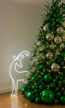Неонова вивіска  Різдвяний Олень 36 × 60 см