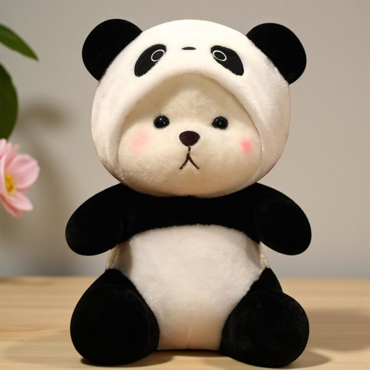 М'яка іграшка ведмежа Тедді плюшевий у костюмі панди Біло-чорний ведмедик обнімашка в кігурумі на подарунок для сну та ігор, фото 1