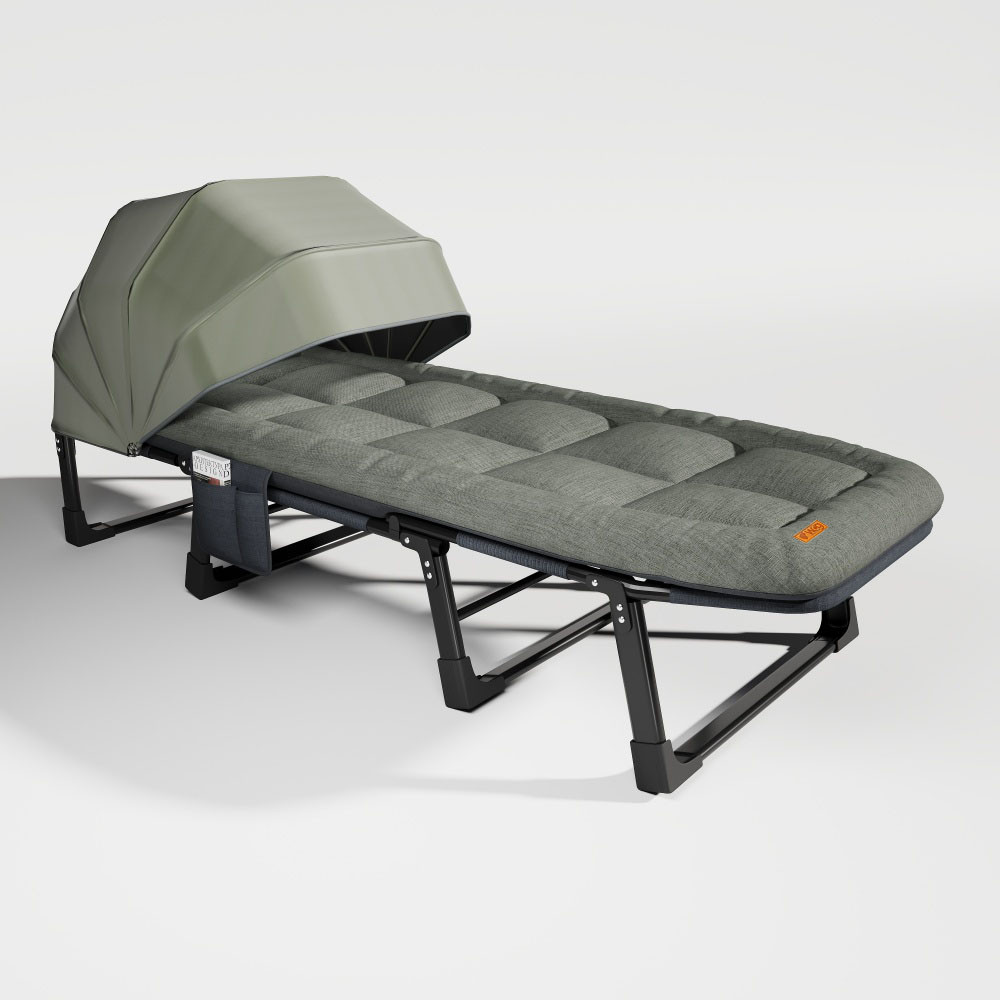 Розкладне ліжко шезлонг WCG FB-S25 з м’яким матрацом і регульованим сонцезахисним навісом, фото 1