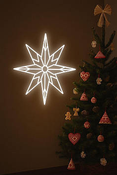 Неонова вивіска Різдвяна зірка Біла 50 × 50 см