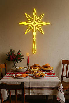 Неонова вивіска Різдвяна зірка Жовта 42 × 62 см