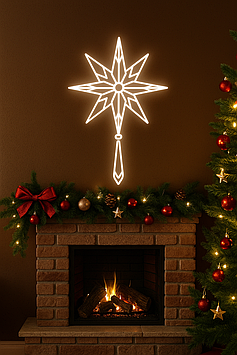 Неонова вивіска Різдвяна зірка Біла 42 × 62 см