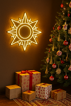 Неонова вивіска Різдвяна зірка Жовта 43 × 43 см