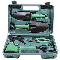 Набор садовых инструментов 5 в 1 для ухода за растениями и садом с секатором лопаткой граблями и пульверизатором BROWN