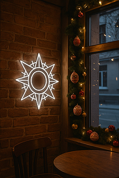 Неонова вивіска Різдвяна зірка Біла 43 × 43 см