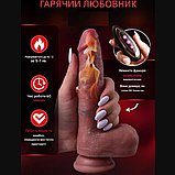 Реалістичний фалоімітатор з підігрівом на пульті 22х4 см, Фалос з висуванням та вібрацією, Інтимні іграшки, фото 6