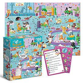 Пазл "Шукай та знаходь. Котяче кафе" 300667  "DoDo", 100 елементів, 33х47 см, в коробці