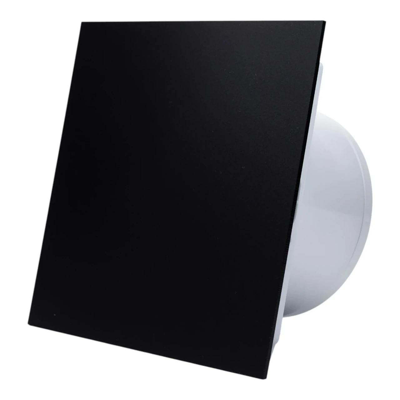 Вентилятор Ecovent DECORA Ø100 для ванної, тихий, матово-чорний, змінна панель з плексигласу, зворотний клапан, 93 м³/год, фото 1