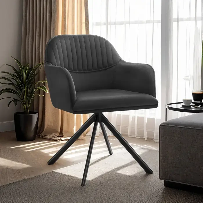 Оксамитове обертове крісло Lona чорний, фото 1