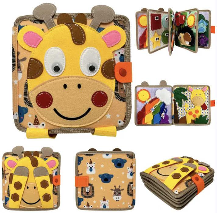 Інтерактивна дитяча іграшка-книга Жираф, що розвиває. Фетрова книга Baby Early Education Toy Book.