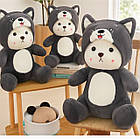 М'яка іграшка ведмежа Тедді плюшевий у кігурумі Хаскі 40см Сірий ведмедик в костюмі іграшка-антистрес на подарунок для сну та ігор, фото 4