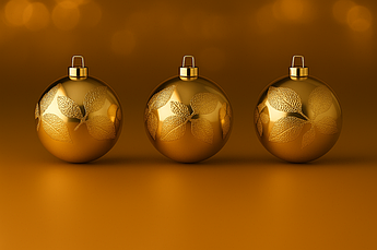 Набір новорічних ялинкових куль "Сегментований глянець", 7 см, 6 шт., пластик, червоний, синій, срібний, золотий Золотий