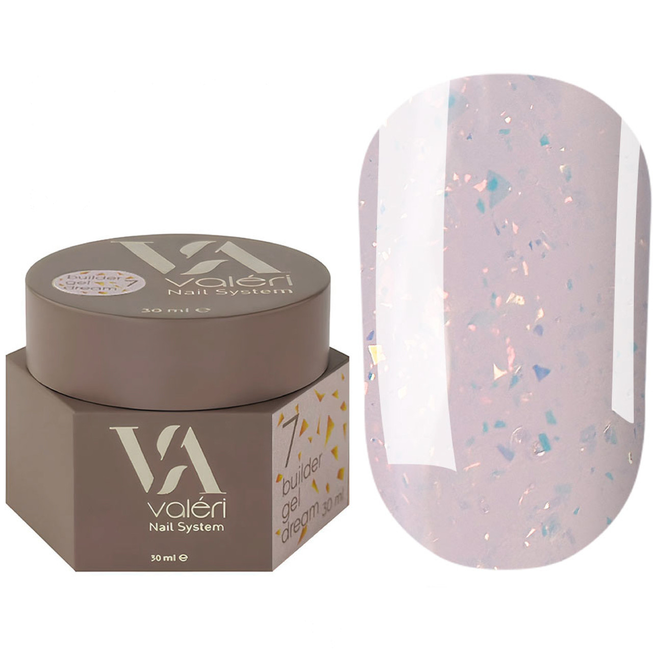 Гель для нарощування Valeri Dream Builder Gel, 30 мл No007, світло-рожевий із блискітками, фото 1
