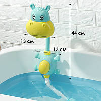 Детская игрушка для купания на присоске душ бегемот с накачкой воды для веселого купания детей BROWN