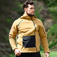 Тактична флісова толстовка для чоловіків із капюшоном і кишенями для активного відпочинку та повсякденного використання BROWN