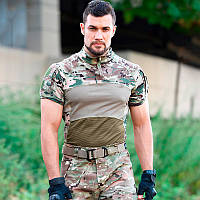 Тактична футболка камуфляжна для військових охоронців активного відпочинку з кишенями та вентиляцією BROWN