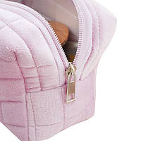 Косметичка органайзер для женщин дорожная плюшевая бьюти кейс в нежном розовом цвете BROWN