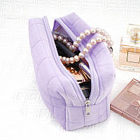 Косметичка органайзер для женщин плюшевая дорожная для хранения косметики и аксессуаров фиолетовая BROWN