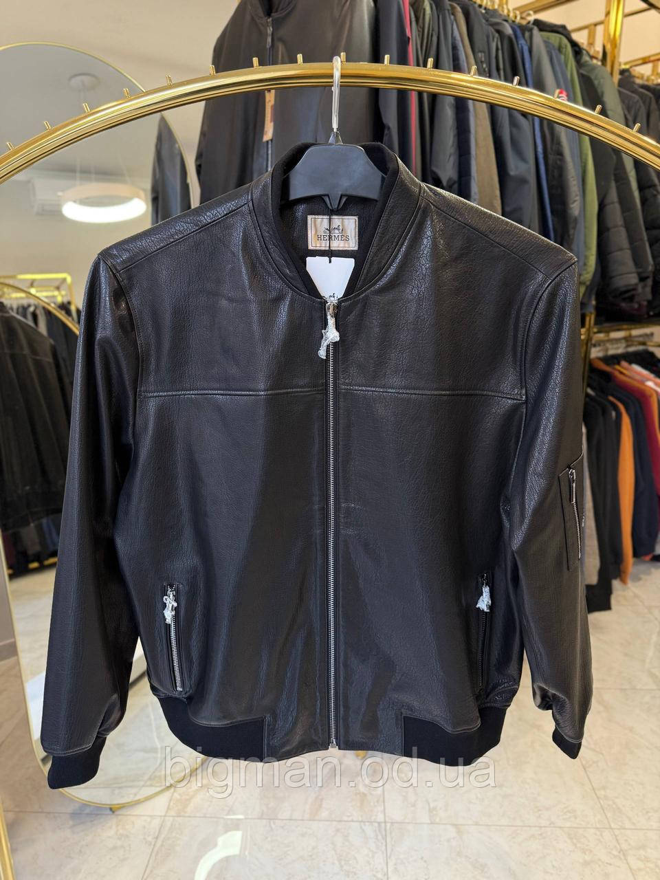 Чоловіча шкіряна куртка 3112 батал 62-72р чорна