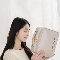 Органайзер косметичка для зберігання косметики компактний б'юті-бокс переносний із ручкою і блискавкою BROWN