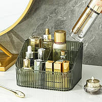 Органайзер для косметики и канцелярии прозрачный компактный для стола и хранения аксессуаров BROWN