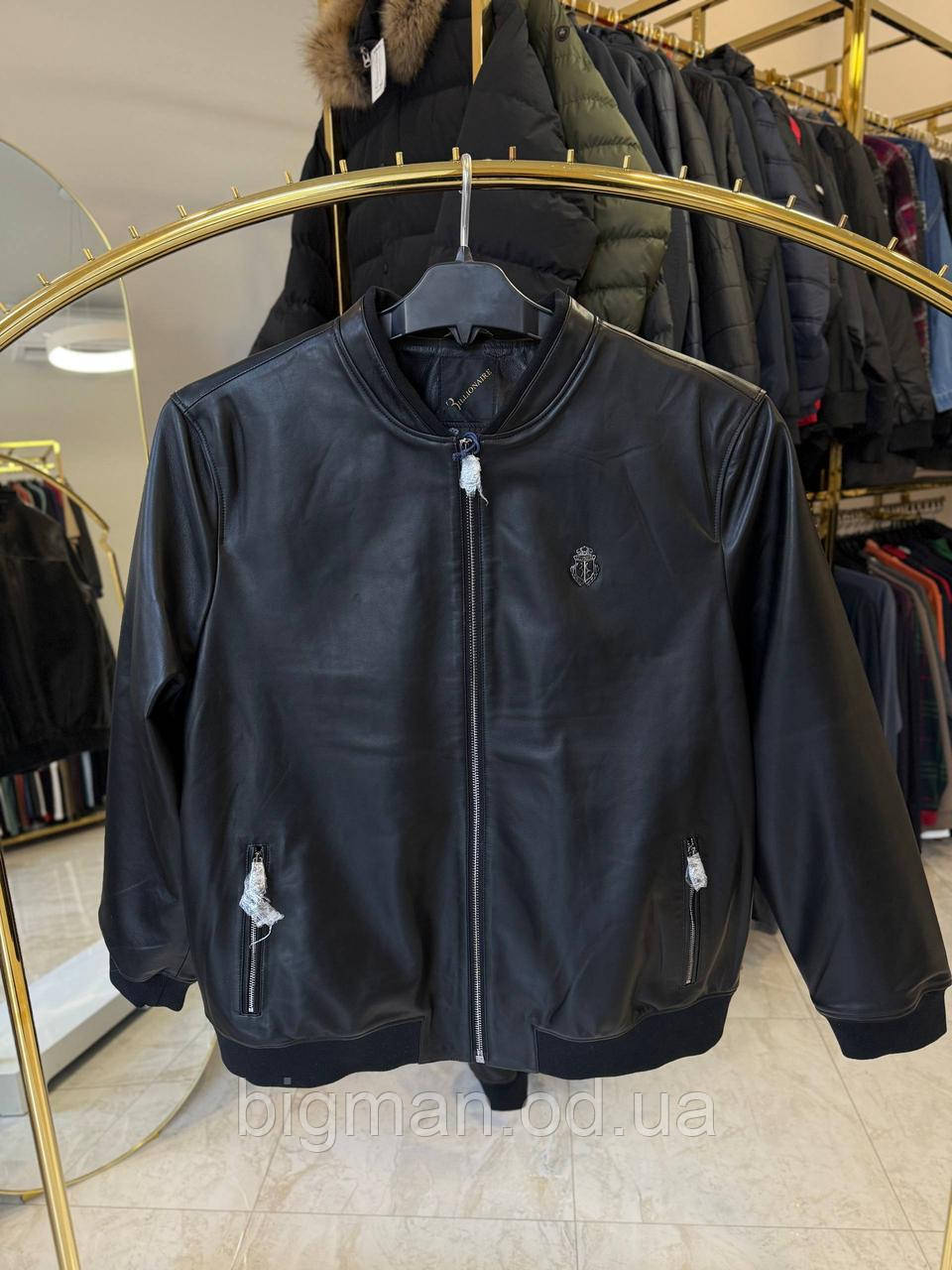 Чоловіча шкіряна куртка 3098 батал 70р чорна