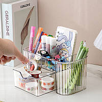 Органайзер для косметики и украшений компактный с отделениями для удобного хранения на столе BROWN