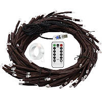 Светодиодная гирлянда ветка USB с пультом управления для уютного освещения в доме 2 3 метра 144 светодиода BROWN