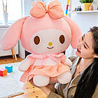 М'яка рожева іграшка Мелоді 55см плюшевий кролик аніме в рожевій сукні іграшка-антистрес на подарунок для сну та ігор, фото 2