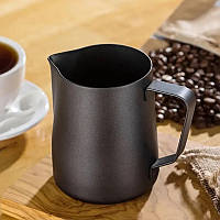 Піч молочник для кави з тефлоновим покриттям 350 мл для збивання молока з довгим носиком Black BROWN