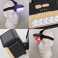 Налобный фонарь с солнечной батареей для активного отдыха и работы мощный светодиодный источник света BROWN