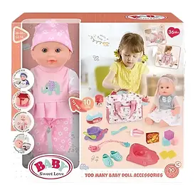 Пупс 4933 C-4 ігровий набір з музичним чіпом, аксесуарами та кенгуру-сумкою, 32 см