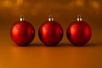 Набір новорічних ялинкових куль "Сегментований глянець", 7 см, 6 шт., пластик, червоний, синій, срібний, золотий