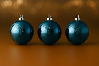 Набір новорічних ялинкових куль "Сегментований глянець", 7 см, 6 шт., пластик, червоний, синій, срібний, золотий Синій