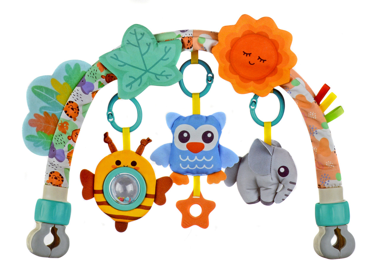 М'яка ігрова дуга на коляску 6079, шуршалки, м'які іграшки, гризунок, фото 1