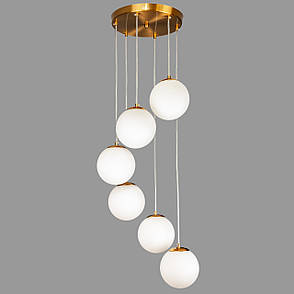 Бронзова люстра з кулями на 6 ламп (56-PR150F-6 BRZ+WH (300)), фото 1